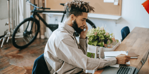 A man working and writing content. 